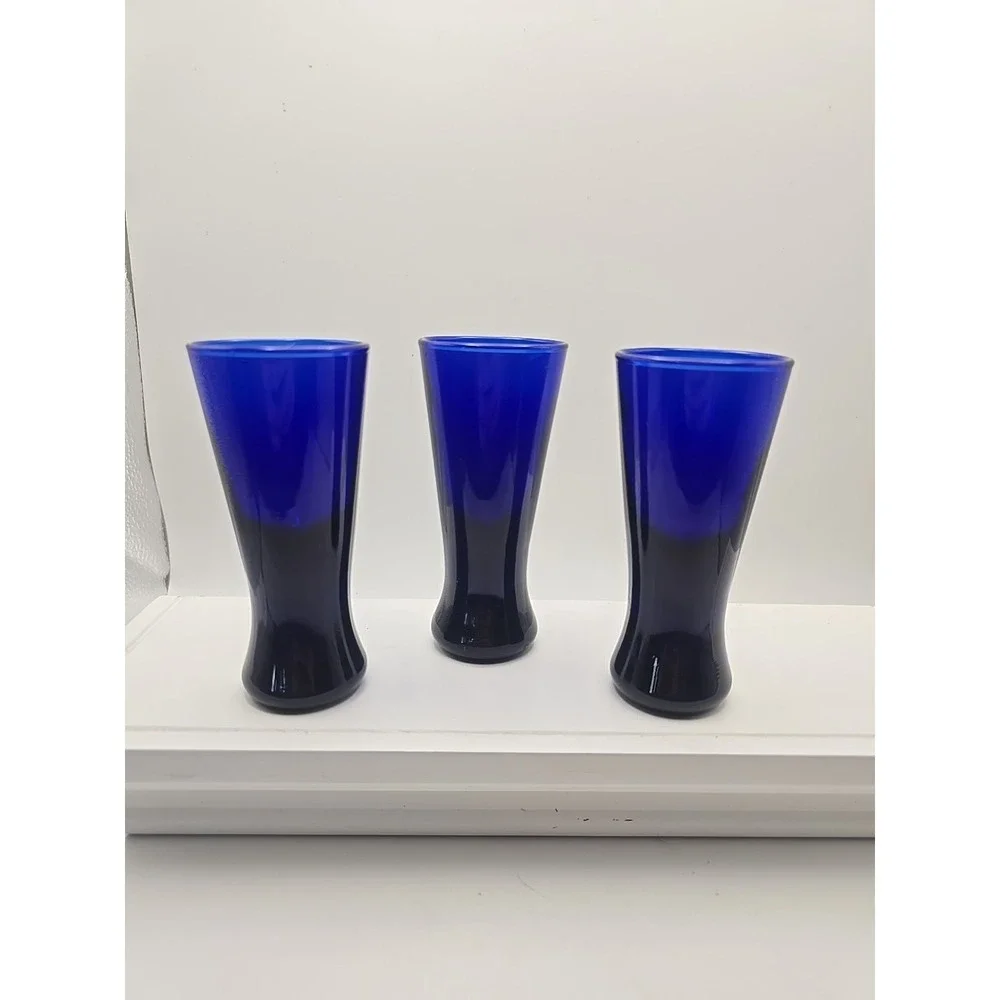Cobalt Blue Shot Glasses‎ 3 Glasses! Unbranded